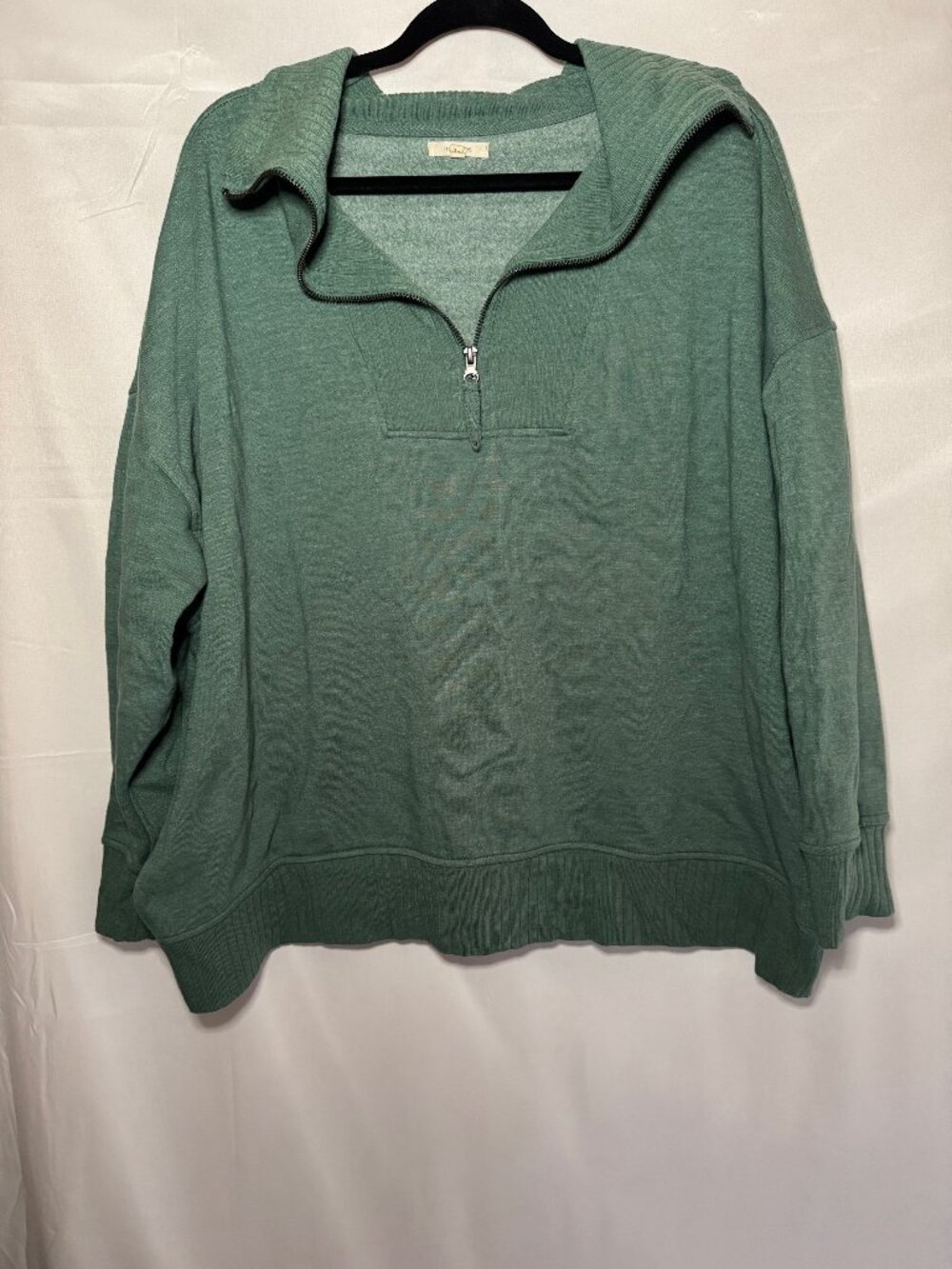 Maurices Quarter Zip Green Pullover 2X Long Sleeve Cotton Polyester Blend